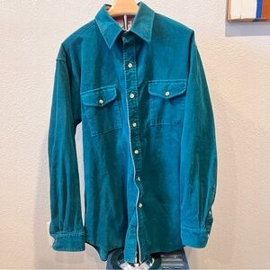 Teal Corduroy Button-Up Men's Jacket